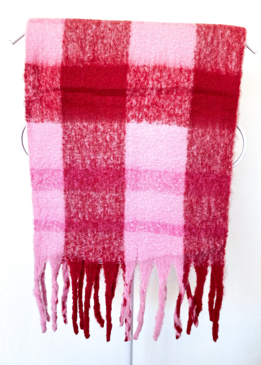 Pink Check Chunky Scarf